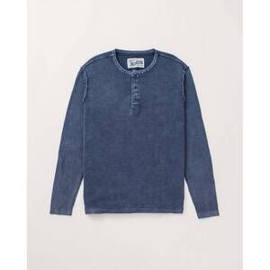 NEW SCHOTT men’s stonewashed henley sweater in navy blue